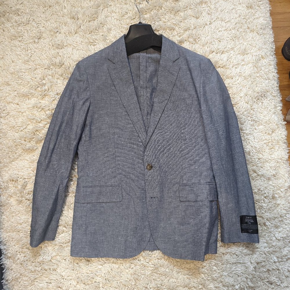 Ludlow Slim-fit unstructured suit jacket in cotton-linen